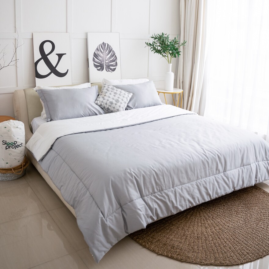 plain grey cotton bedding